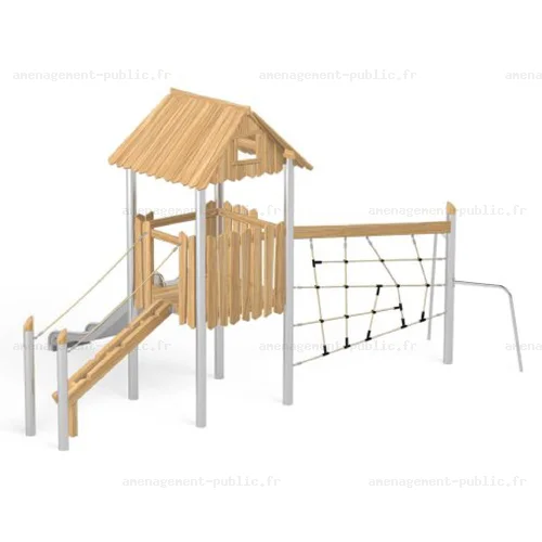 Structure pour aires de jeux extérieurs en bois de robinier